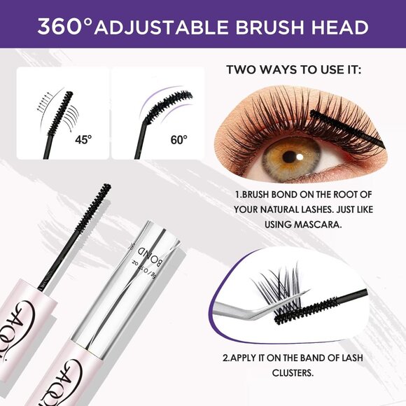 Double-Ended Eyelash Adhesive for Clusters - 72H Waterproof & Easy to Use - Picture 4 of 7